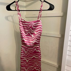 Tilly’s Printed Open Back Satin Dress. Size S.
